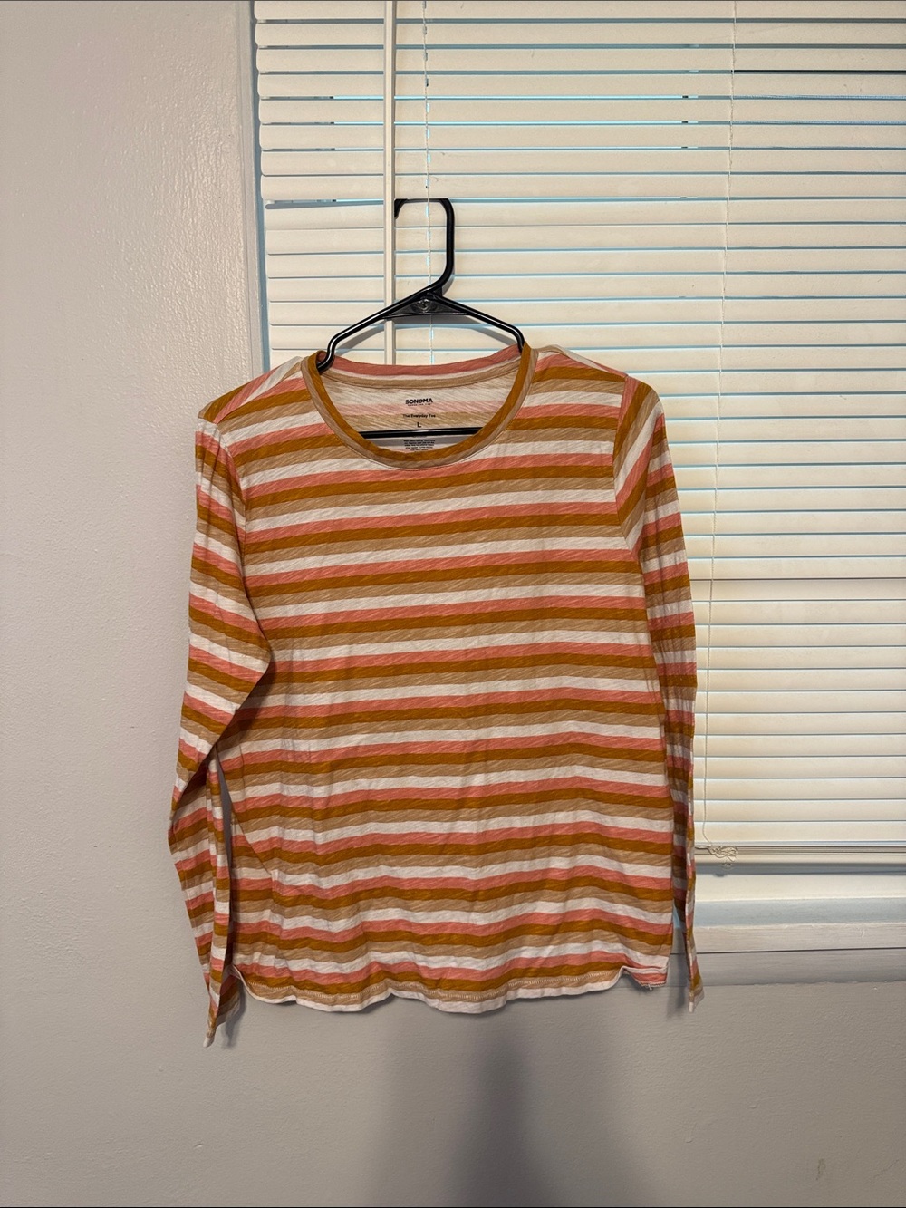 GAP Striped Long-Sleeve Crewneck - Pink & Mustard